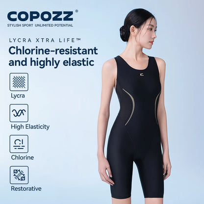 COPOZZ レディース ワンピース水着 無地 ノースリーブ くり抜き Vネック 夏 女性用 水泳 スポーツ 大人用 スリム 水着 ビーチ