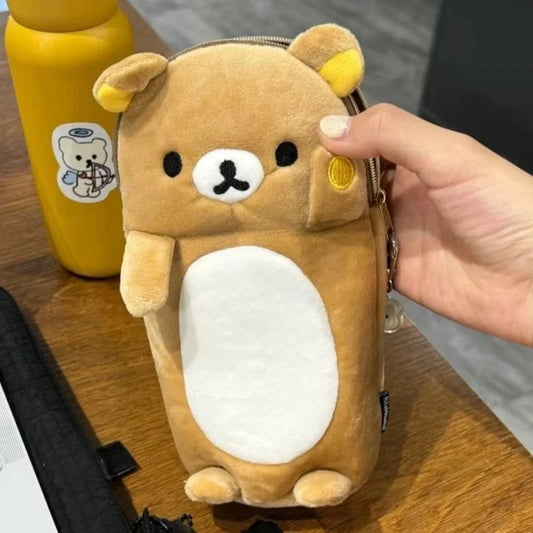 New Rilakkuma Plush Pencil Case Storage Bag Children Cartoon Cute School Stationery Bag Kawaii Birthday Gift Girl Customization