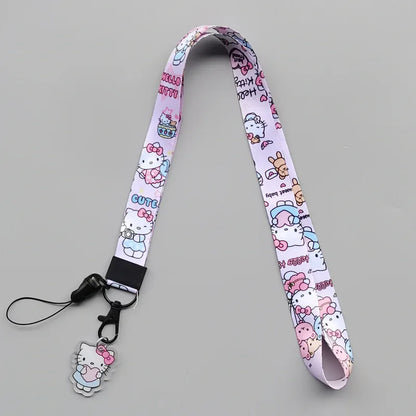 Cute Sanrio Characters Cosplay Accessories Cartoon Neck Strap Lanyard with Phone Strap and Card Holder
