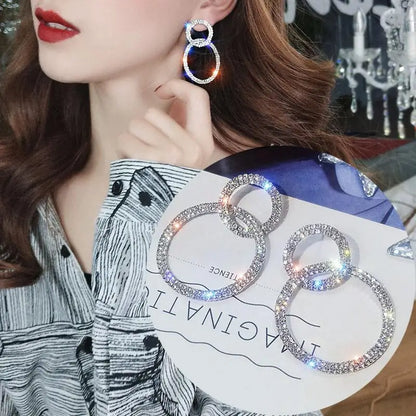925 Silver Needle Korean Fashion Big Crystal Heart Earrings For Women Jewelry 2025 Trending New Luxury Women's Zircon Earrings