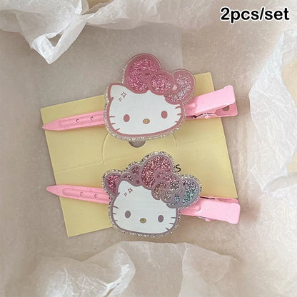 2/3/7pc Sanrio Hello Kitty Hairpin Pin Anime Cartoon Kuromi Cinnamoroll My Melody Barrettes Kawaii Hair Accessories Holiday Gift