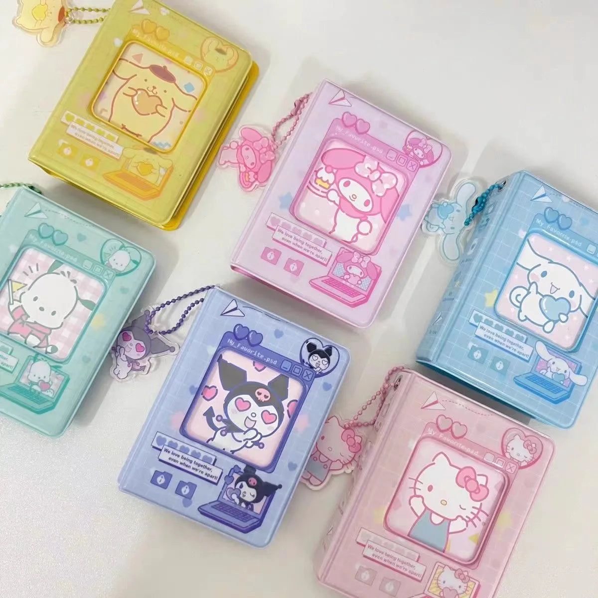 3Inch Sanrio Hello Kitty Photo Album Card Kawaii Kuromi Cinnamoroll Melody Card Storage Holder Cards Collect Mini Toys Gifts