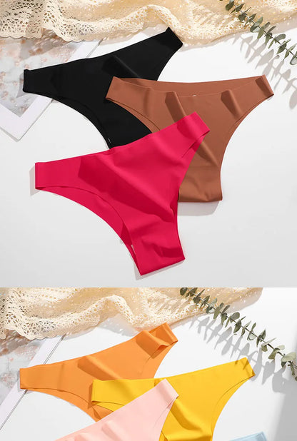 FINETOO 6Pcs/Set Ice Silk Seamless Underwear Low Waisted Brazilian Pants Breathable High Elasticity Lingerie Intimates Panties