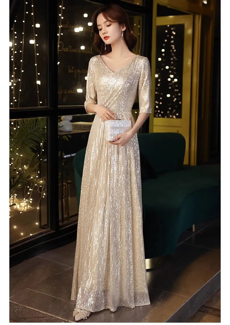 Gold Evening Gown Women's High-End Sensation Luxury Small ence Ball Personali High-End Adult Birthday Host Dr