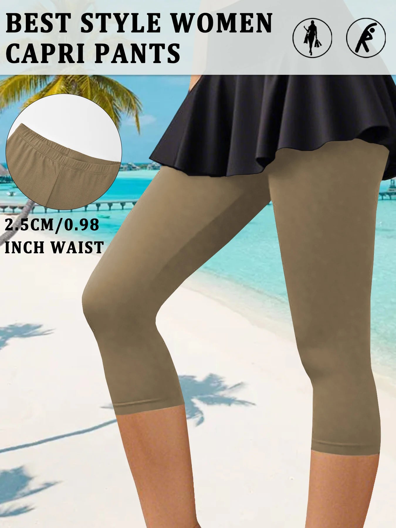 Women's Super Soft Capri Pants High Stretchy Breathable Pants No See Through Workout Running Yoga Athletic Pants Gym Leggings