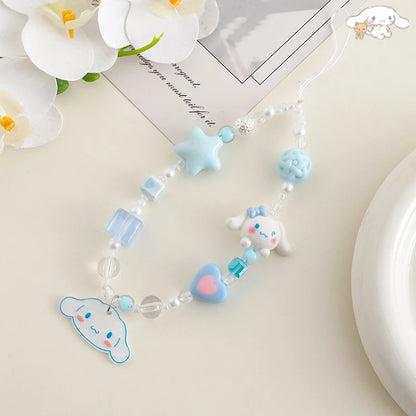 1/5piece Hello Kitty Kuromi Melody Cinnamoroll Pom Pom Purin Sanrio Cartoon Phone Rope Acrylic Hanging Rope Pendant