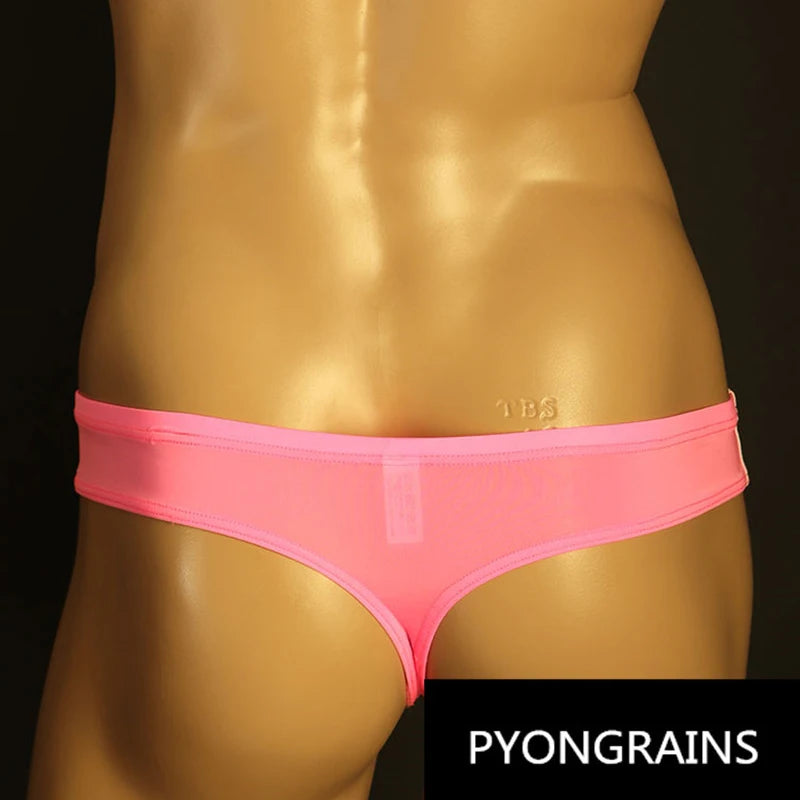 Sexy Men's T Pants Thin Breathable High Elasticity Bikini Ice Silk Men's Thong U Convex Antibacterial jockstrap thongs