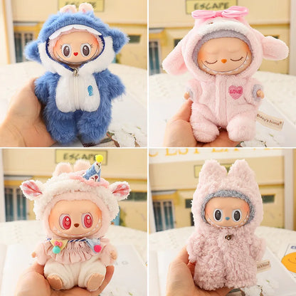Labubuドール服 かわいいカートゥーンジャンプスーツ Labubu Idol V1 V2ドール用 15/17cmぬいぐるみドールユニバーサルアクセサリー