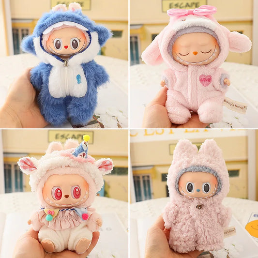 Labubuドール服 かわいいカートゥーンジャンプスーツ Labubu Idol V1 V2ドール用 15/17cmぬいぐるみドールユニバーサルアクセサリー