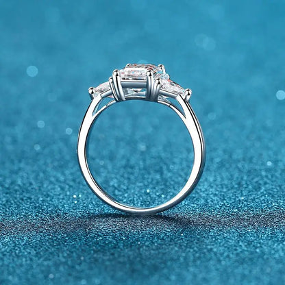KNOBSPIN 3ct Radiant Moissanite Ring s925 Sterling Sliver Plated 18k White Gold Wedding Engagement Fine Jewelry Rings For Woman
