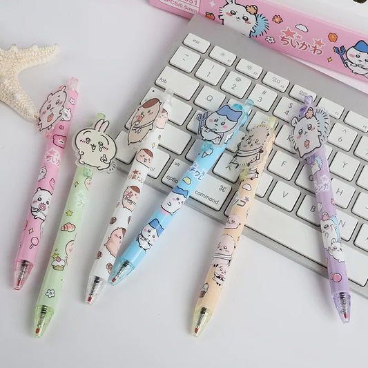 1/6/18Pcs Cute Chiikawa Hachiware Usagi Cartoon Animes Character Patch Press Pen 0.5mm Gel Pen Student Stationery Supplies Gifts