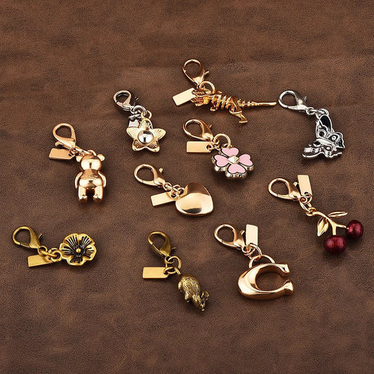 Fashion Bear Cherry Letter C Flower Keychains For Women Metal Y2K Exquisite Bag Pendant Car Key Ring Jewelry Gift Accessories