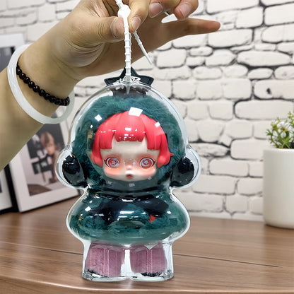 1/2個セット アクリル透明保護ケース ドール用ほこり防止ケース ストラップ付き スカルパンダ冬の動き用 SPドール収納ケース