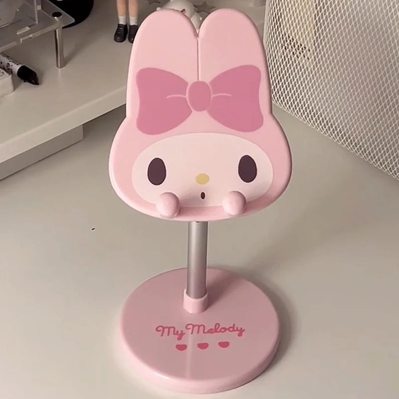 かわいいMy Melody Kuromiスマホスタンド 調節可能なデスクトップホルダー iPhone iPad タブレット用 寝室 観賞用 ホームオフィス Kawaii アニメ