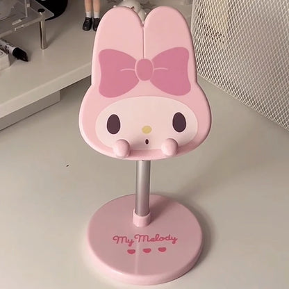 かわいいMy Melody Kuromiスマホスタンド 調節可能なデスクトップホルダー iPhone iPad タブレット用 寝室 観賞用 ホームオフィス Kawaii アニメ