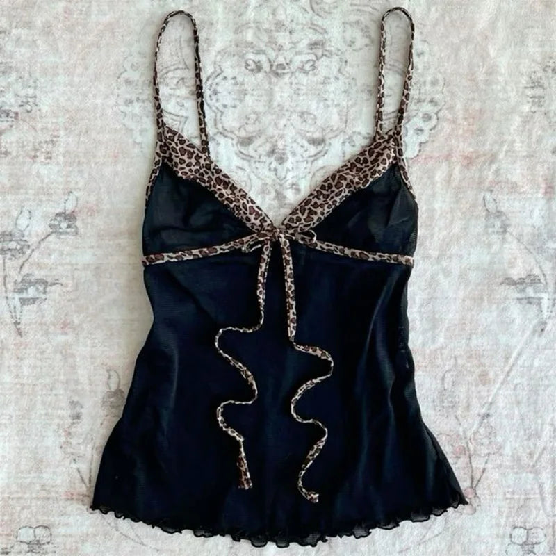 Y2K Cute Women Sleeveless Suspender vintage Sweet Lace Casual Emo Girls Harajuku Bowknot Streetwear Summer Slim Ladies Crop Tops
