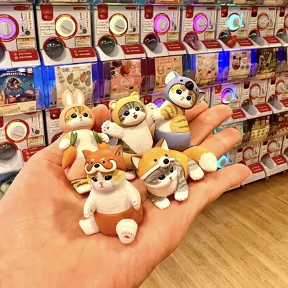 4cm Mofu 猫 サンズ アクションフィギュア コレクションセット 動物ヘッドギア人形 かわいい PVCモデル デスクトップ装飾 工芸品 ギフト おもちゃ