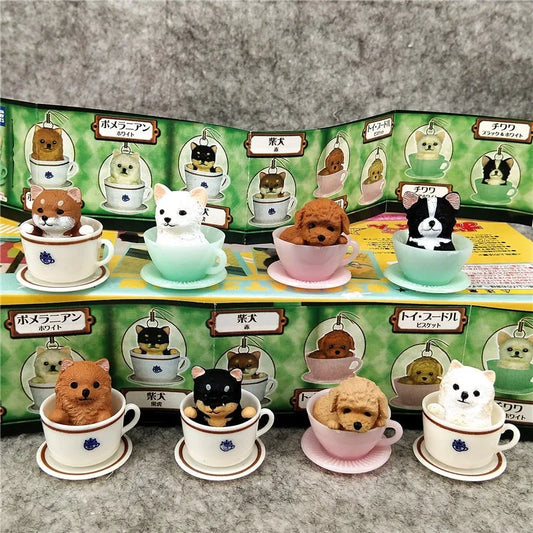 8PCS/set Coffee Cup Dogs Teacup Puppy Blind Box Toy Desktop Ornament Anime Peripheral Gifts