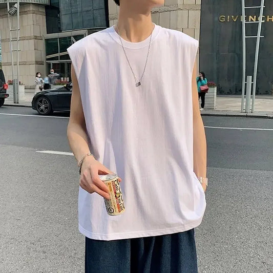 メンズ プラスサイズ ボトムスシャツ 夏 新作 ゆったり 薄手 ノースリーブ Oネック カジュアル タンクトップ ファッション ストリート カジュアル メンズ ウェア