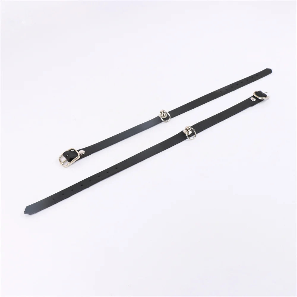 Ankle Belt Black O-Ring Ankle Punk Leather Feather Anklet Men's Women Alloy Pendant Accessories YK2 Ankle Belt