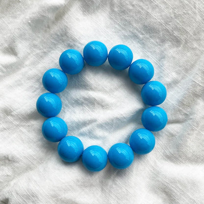 Cute Sweet Colorful Acrylic Big Bead Chunky Bracelet Fluorescent Hand Beaded Simple Bangles Summer Spring Jewelry Accessories