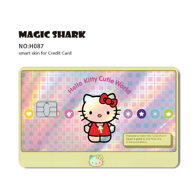 ホットセール Hello Kitty Kuromi ホログラフィックレーザー光沢フィルムスキンカバーステッカー（デビット・クレジットカード・銀行カード用）