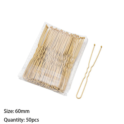 50pcs 50/60/70mm Hair Pin And Clips U Shape For Headpiece Women Girls Hairpins Accessories Bride Wedding Head Jewelry Decoration