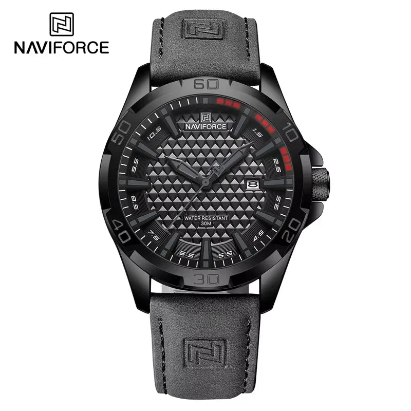 NAVIFORCEブランド メンズファッションクォーツ腕時計 男性用レザーストラップ スポーツ 防水腕時計 カレンダー時計 レロジオマスキュリーノ