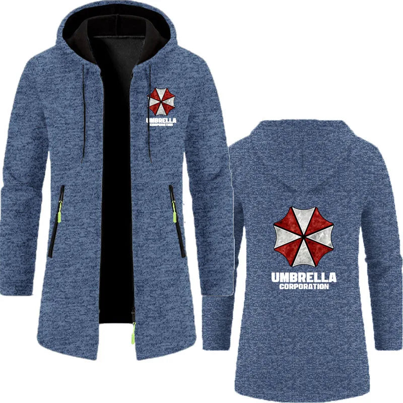 Umbrella company 2025 Men's long Hoodies Spring And Autumn Solid Color Zipper Pullover Comfort Harajuku Top Sweatshirts