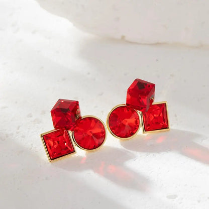 925 Silver Needle Korean Fashion Dream Colorful Crystal Earrings For Women Jewelry 2025 Trending Luxury Cube Sugar Stud Earrings