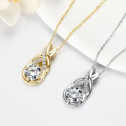 IOGOU ラグジュアリー 6.0CTW 8MM VVS1 モアサナイト ジュエリーセット 925シルバー インフィニティ ペンダント ネックレス ドロップ フープ ピアス セット レディース ギフト