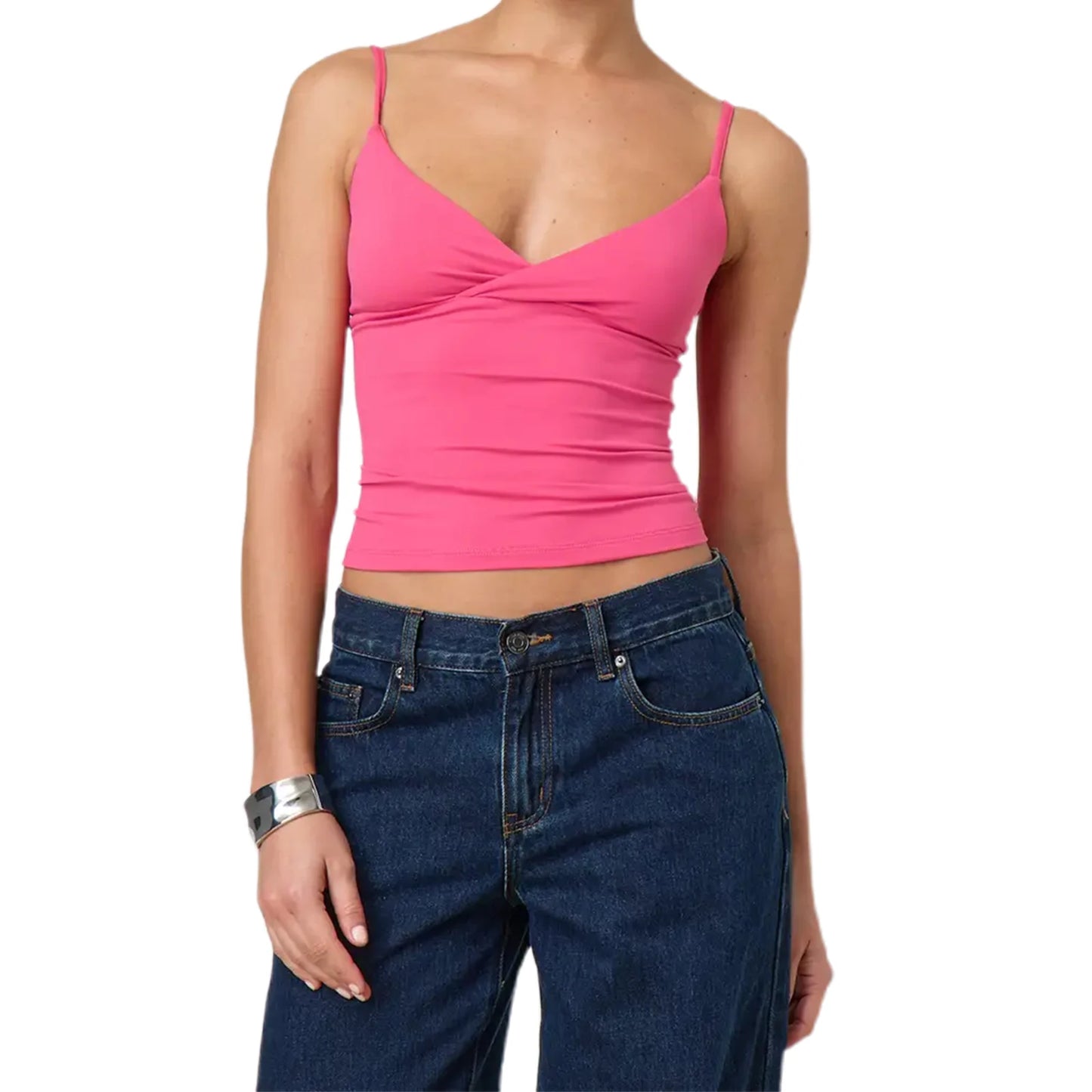 Y2k Clothes Women's Summer Cropped Cami Tops Sleeveless Open Back V Neck Solid Color Slim Fit Tank Tops