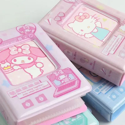 3Inch Sanrio Hello Kitty Photo Album Card Kawaii Kuromi Cinnamoroll Melody Card Storage Holder Cards Collect Mini Toys Gifts
