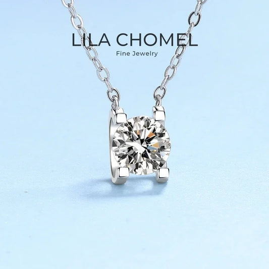 Women Engagement PT950 Platinum Wedding Necklaces Daughter Birthday Gift 0.5/1CT Moissanite Diamond Pendant Girl Valentine's Day