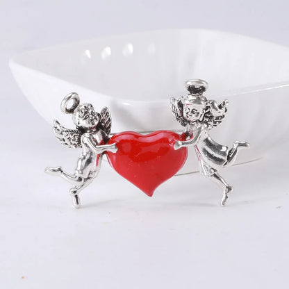 Enamel Angel Brooches for Women Unisex Cupid Love Character Pins Banquet Party Backpack Gifts Jewelry Accessories