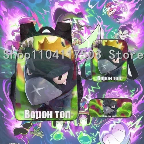 Anime Figures 3Pcs Backpack Set Kawaii Schoolbag Cartoon Mochila Anime Large Capacity 16 inch Bags Birthday Gifts
