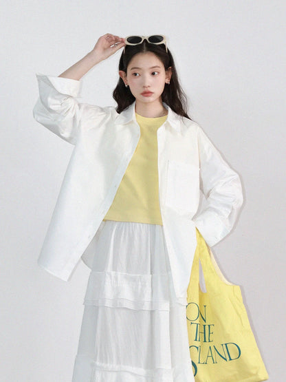 CHIC VEN Women Shirts Solid Long Sleeve Loose Single Breasted Female Blouses Woman Cotton Spring Summer 2025 Clothing