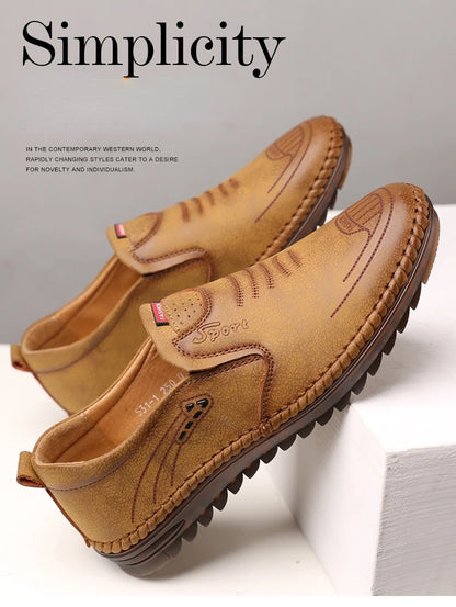 Men Loafers 2025 New Leather Shoes Men's Casual Shoes Moccasins Breathable Sneakers Male Driving Shoes Comfort Flats Plus Size