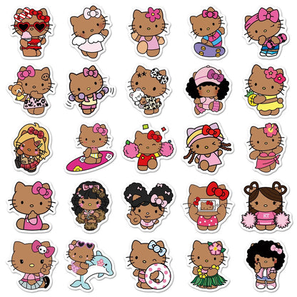 10/50枚 漫画 かわいい ブラック スキン ハローキティ ステッカー かわいい グラフィティ 装飾 荷物 ノート 防水 デカール 子供 ギフト おもちゃ