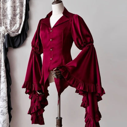 2025 Camisas De Mujer Vintage Blouses Women's Clothes Temperament Lady Tops Japanese Shirt Flare Sleeve Goth Slim Fit Blouse
