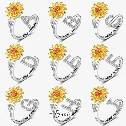 Anti Stress Anxiety Fidget Rings for Women Satinless Steel Spinner Sunflower Sun Star Ring Trendy Jewelry Gift Dropshipping