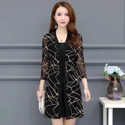 2024 Female Mid Length Large Size Sun Protection Cardigan Tops Coat Women Summer Gauze Lace Print Thin Sun Sunscreen Jacket 5XL