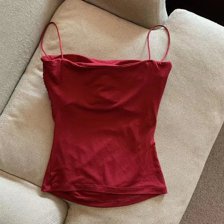 2024 Women Halter Top Summer Korean Style Trend Fashion Built in Women Bra Stretch Women Beach Everyday Casual Tank Top