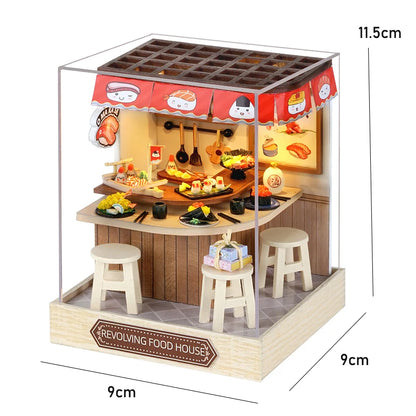 木製ミニチュアドールハウス DIY 小さな家キット 3Dパズル 組み立て式ハウス 家具 おもちゃ 子供の誕生日プレゼント