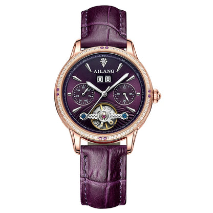 AILANG New Tourbillon Automatic Mechanical Ladies Watch Skeleton Waterproof Calendar Luxury Female Wristwatch Relogio Feminino
