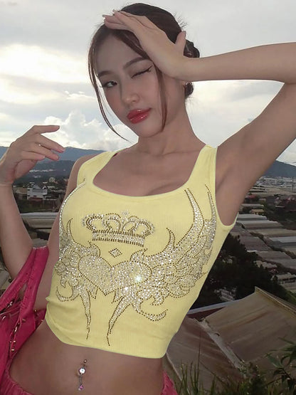 Dulzura Women Fashion Y2K Streetwear Party Club Pink Crop Tank Tops Camis 2024 Autumn Clothes Wholesale Items For Business T3211