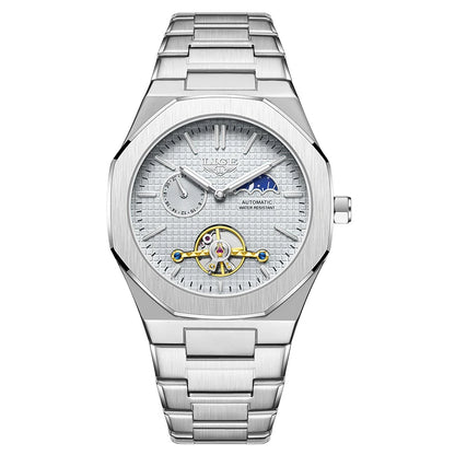 2025 LIGE New Luxury Tourbillon Mechanical Watches For Men Multifunctional Chronograph Moon phase Automatic Date Week Wristwatch