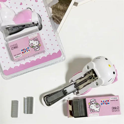 Kawaii Cartoon Anime Hello Kitty Stapler Stapler Set Student Stationery Cute Fashion Multi Functional School Office Binding Tool