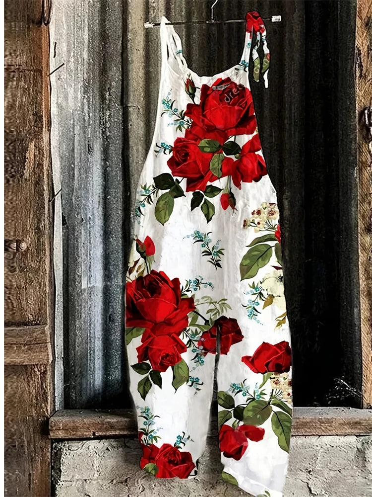 New Women's Jumpsuit Summer Clothing Sleeveless Lace-Up Casual Loose Wide-Leg Pants Women's Jumpsuits Plus Size Womens Bib Pants