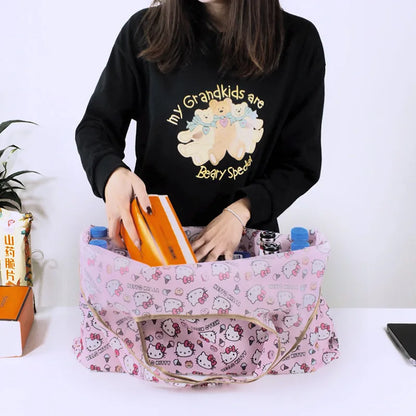 New Hello Kitty Supermarket Shopping Bag Large Capacity Bag Cartoon kuromi Portable Foldable Cloth Bag Shoulder Bag